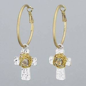 NWT-Cross Earrings- yellow stone